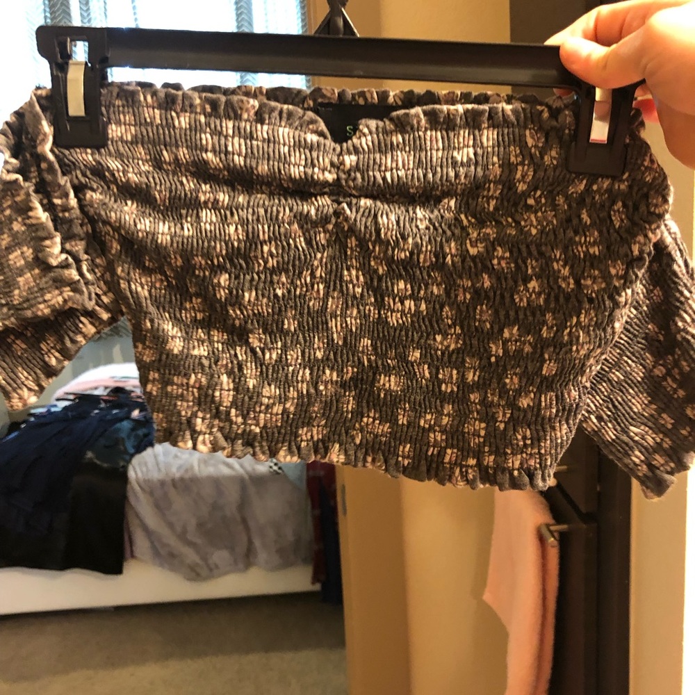 Strapless floral crop top